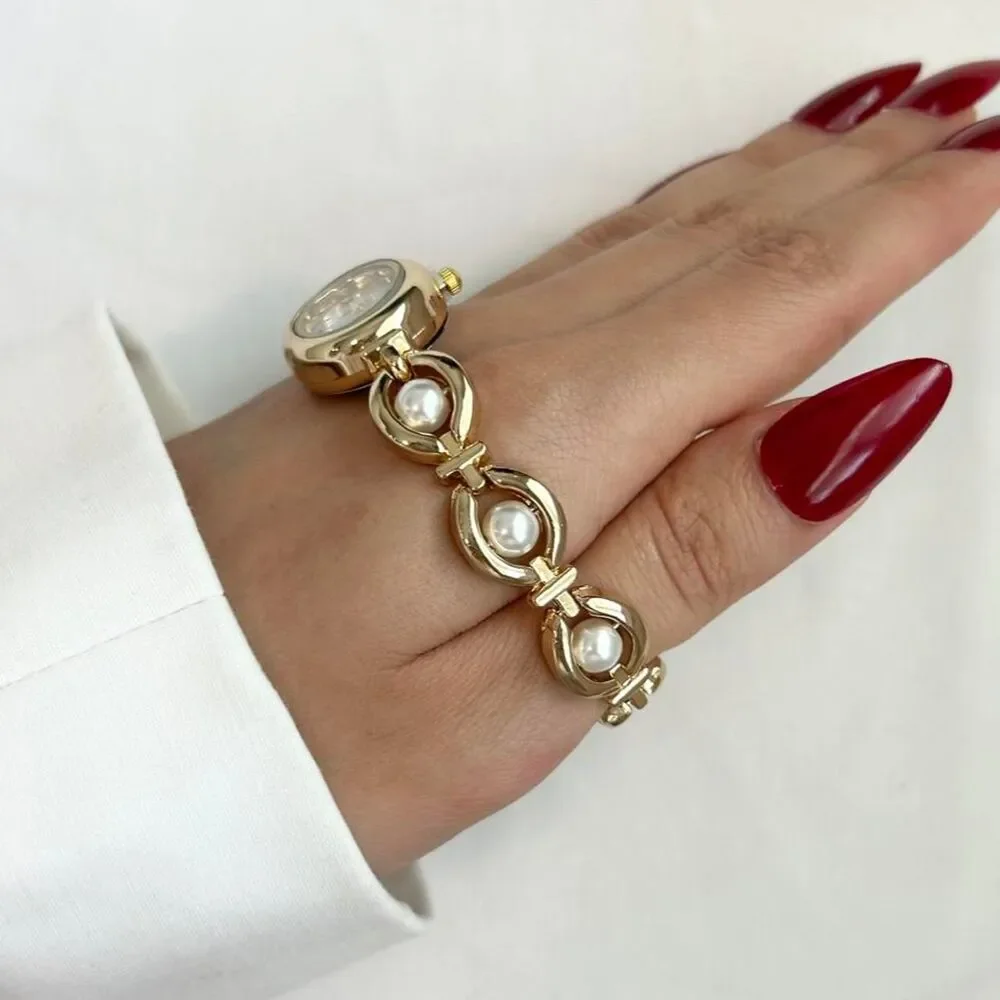 Vintage Inspired Luxury Gold and Pearl Watch